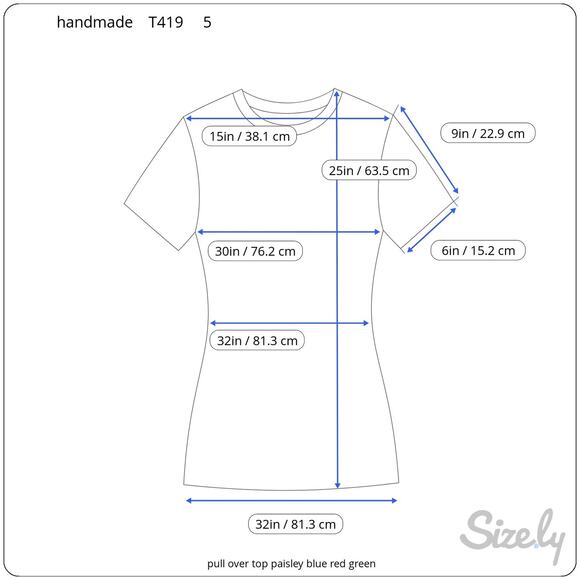 pull over top paisley blue red green - Picture 2 of 12